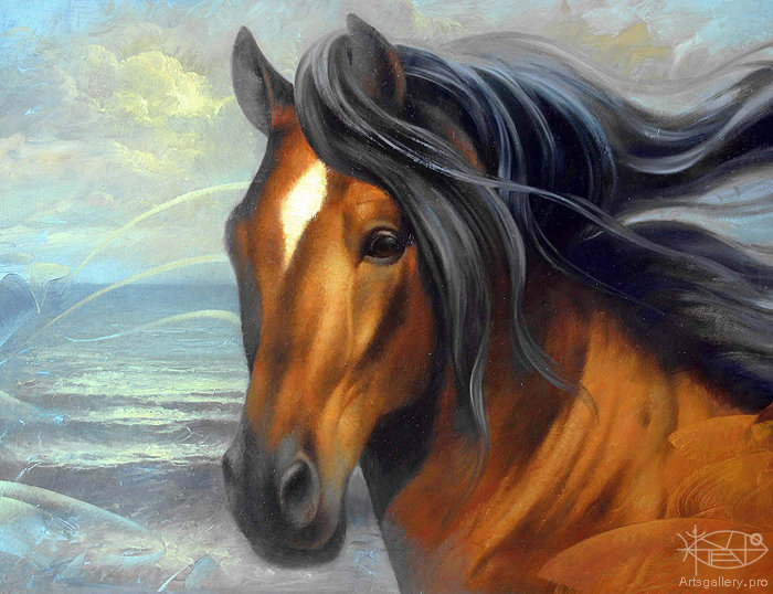 лошадь - природа, лошадь, живопись, конь, животное - оригинал