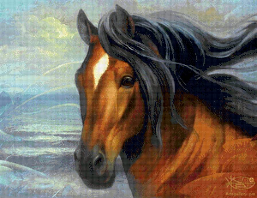 лошадь - лошадь, конь, живопись, животное, природа - предпросмотр