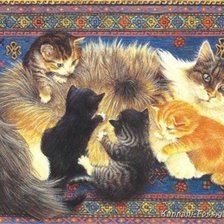 Оригинал схемы вышивки «кошка с малышами» (№840385)