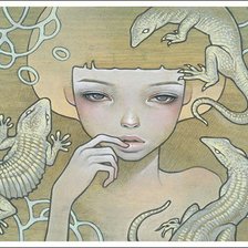 Оригинал схемы вышивки «Девушка с ящерицами» (№841357)