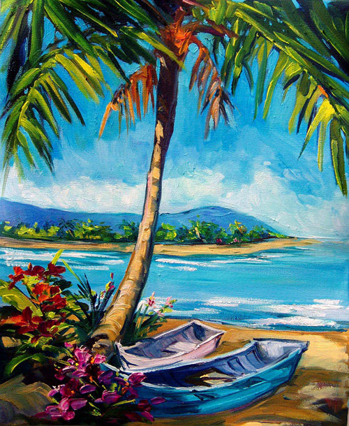 остров - пальма, пальмы, лодки, экзотика, ирода, пейзаж - оригинал
