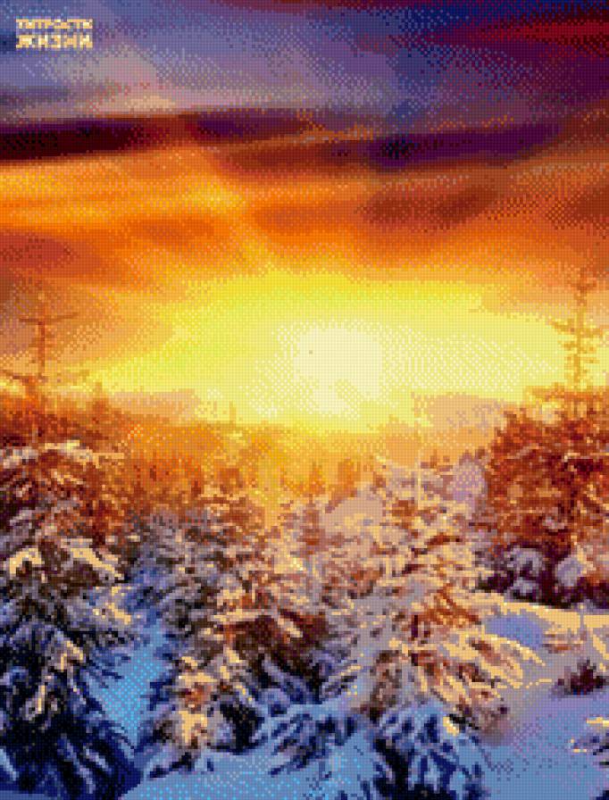 №843978 - закат, зима, солнце небо, рассвет, снег - предпросмотр
