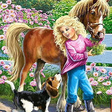 Оригинал схемы вышивки «девочка с лошадкой» (№844477)