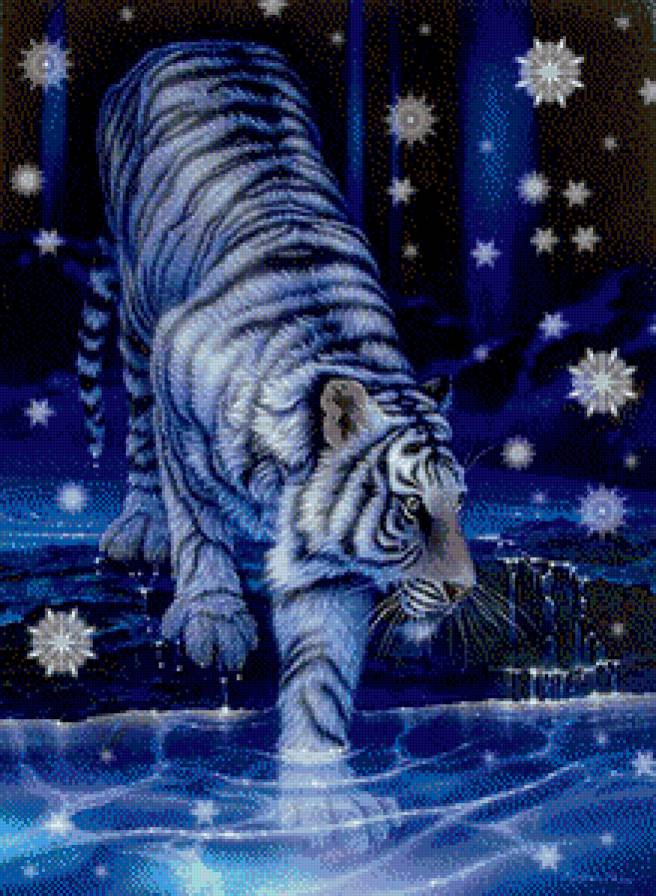 Тигр зимой - тигр, большие кошки, животные - предпросмотр