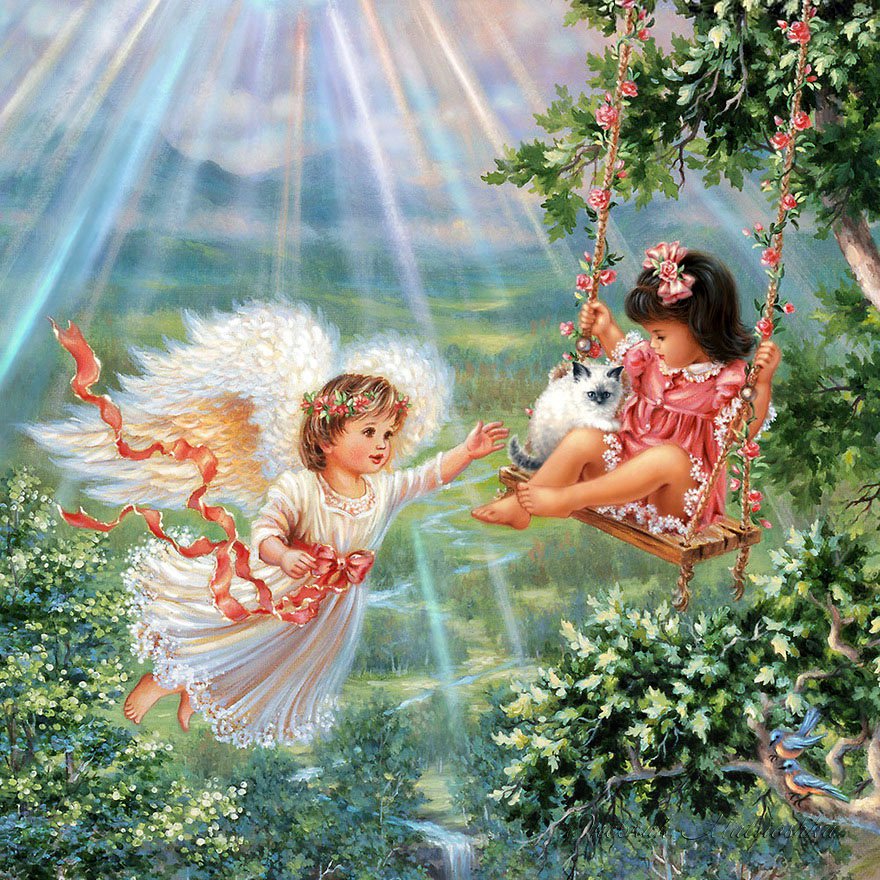 ангел хранитель - детское, ангел хранитель, качели, рай, ребенок, ангел, дитя - оригинал