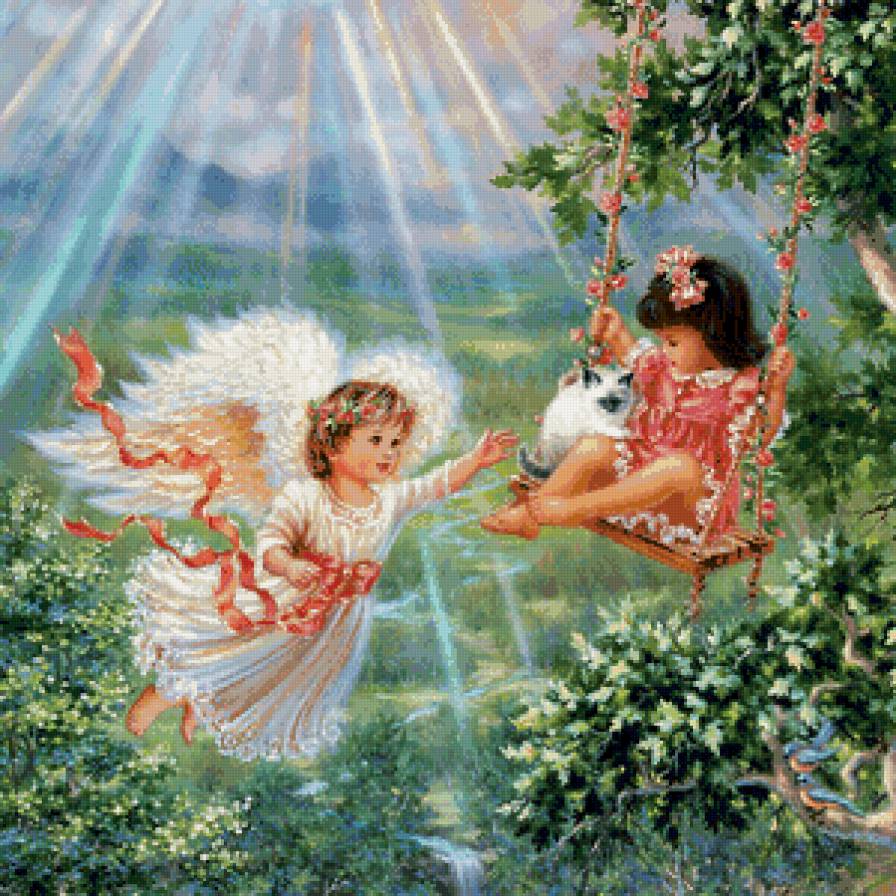 ангел хранитель - рай, качели, ангел, детское, дитя, ребенок, ангел хранитель - предпросмотр