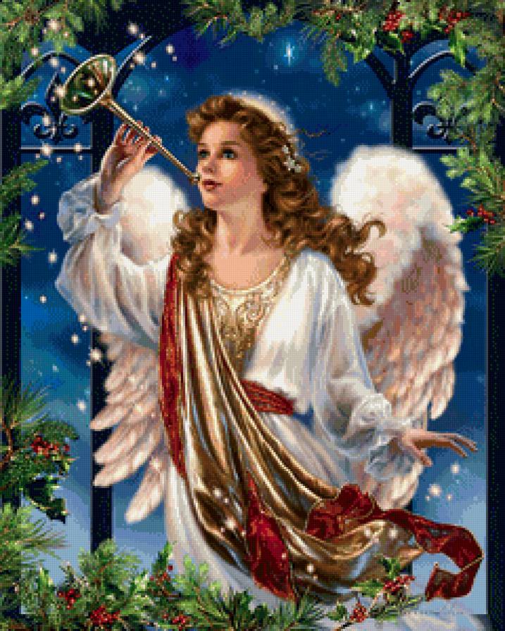 девушка ангел - ангел, крылья, рождество, голуби, девушка - предпросмотр