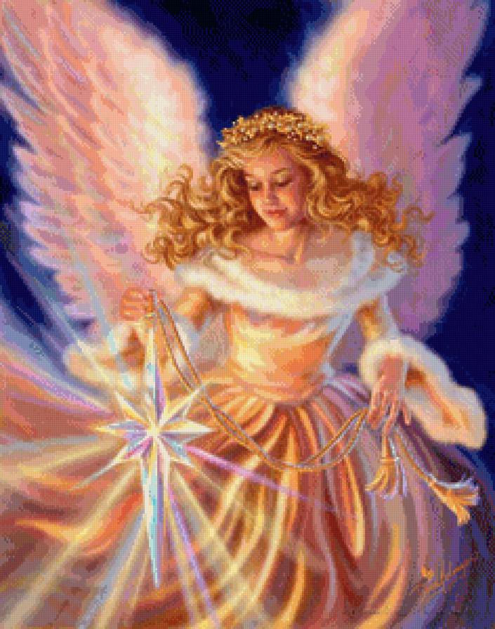 ангел со звездой - крылья, девушка, звезда, мир, ангел, ангел хранитель, небо - предпросмотр