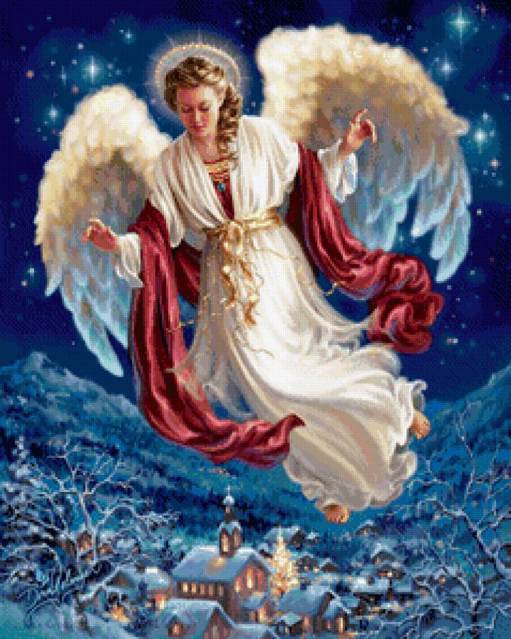 рождественский ангел - ангел, крылья, мир, небо, праздник, рождество - предпросмотр