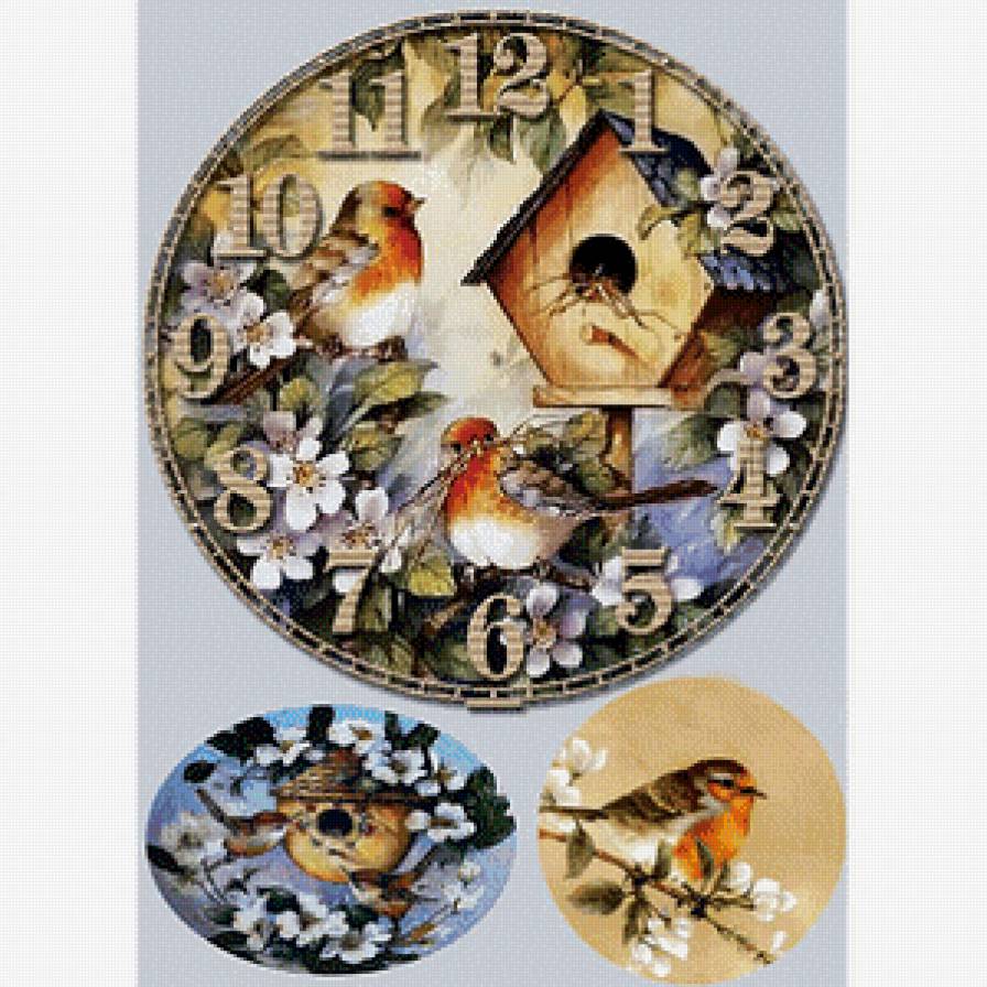часы птички - природа, часы, птички - предпросмотр