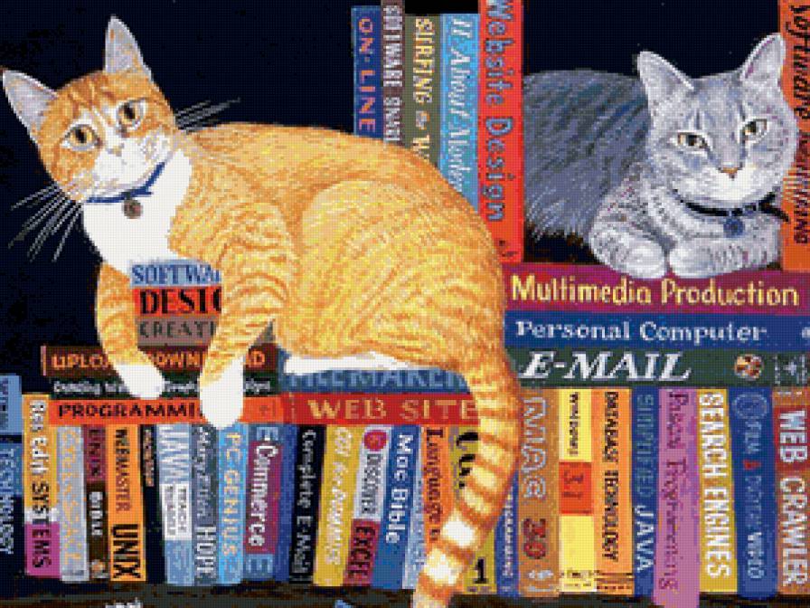 любители книг - котики, коты - предпросмотр