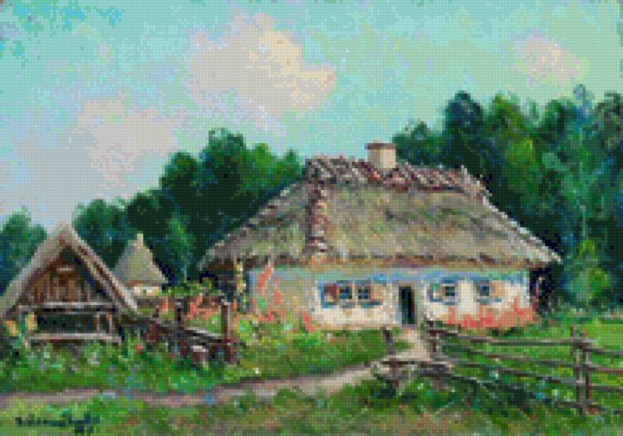 хатинка - село, весна, украина, хата - предпросмотр