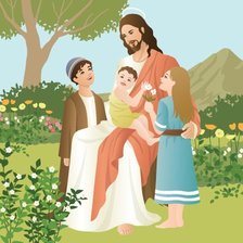 Оригинал схемы вышивки «Иисус и дети» (№850445)