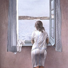 Оригинал схемы вышивки «Girl at a window» (№850468)