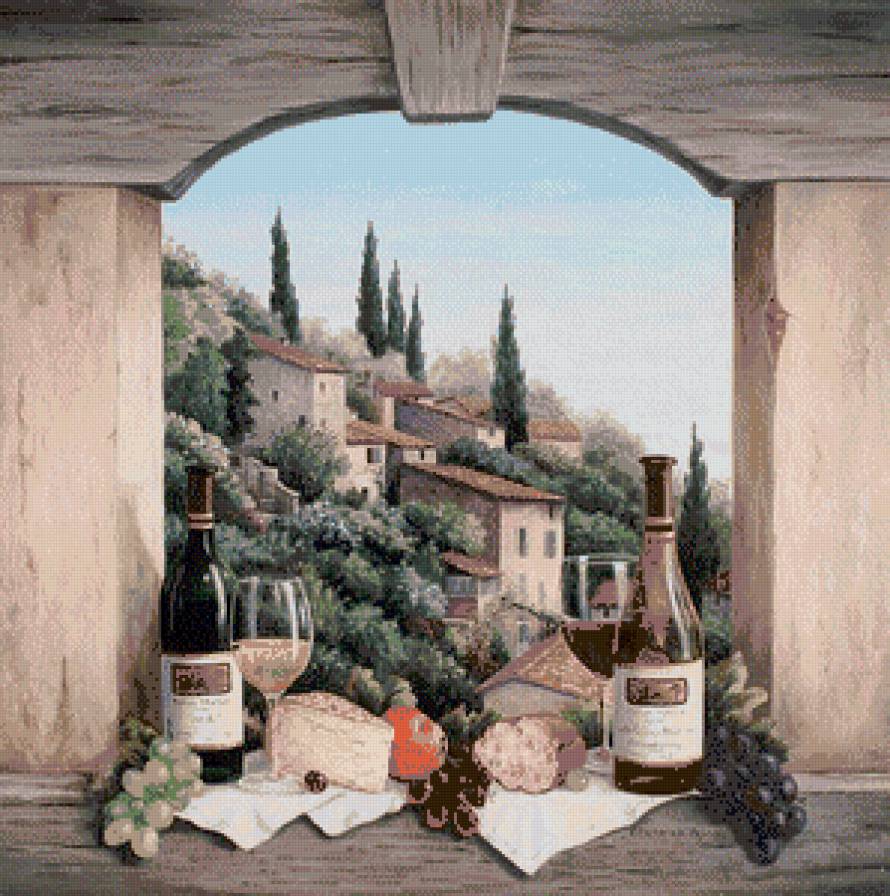 Натюрморт - виноград, вид из окна, натюрморт - предпросмотр