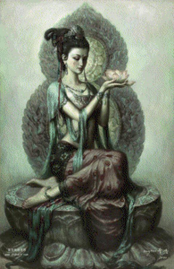 Богиня Лотоса - лотос, богиня, мифология, цветы, индия - предпросмотр