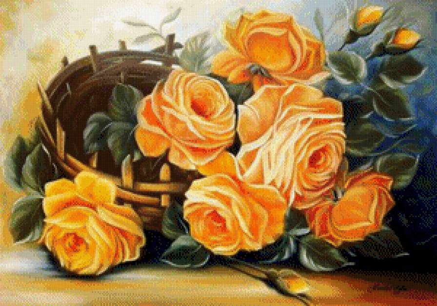 Букет роз - цветы, цветок, корзина, розы, роза - предпросмотр