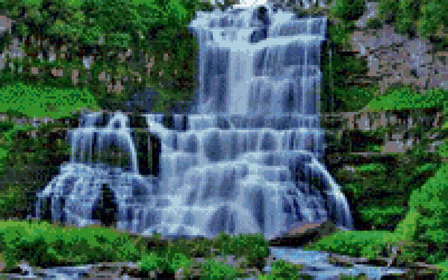 Водопад - водопад, вода, картина, живопись, природа - предпросмотр