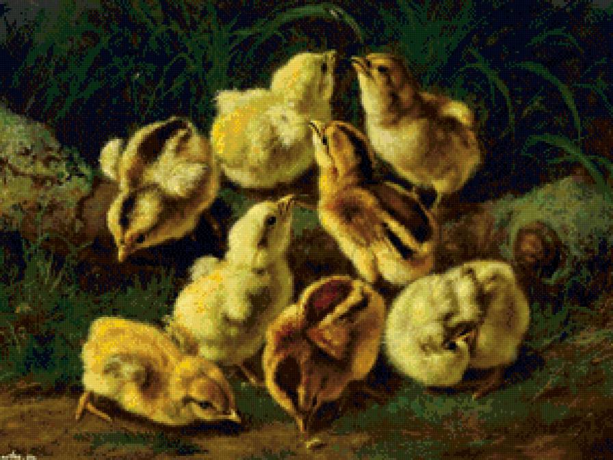 цыплята - животные, птицы, живопись, детское, цыплята - предпросмотр