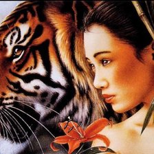 Оригинал схемы вышивки «японка и тигр 2» (№859510)