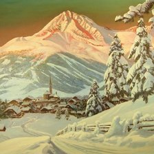 Оригинал схемы вышивки «зимний вечер в горах» (№862042)