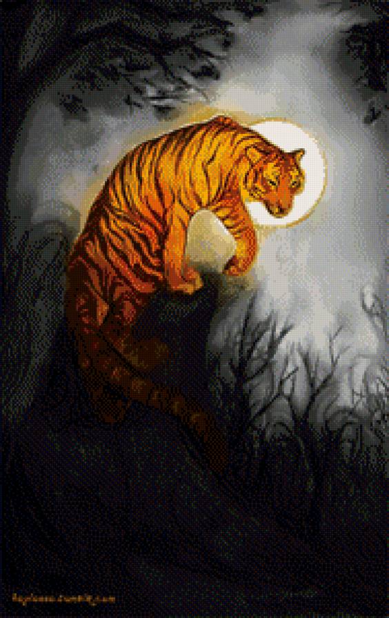 Тигр во тьме - животные, дикие кошки, тигр - предпросмотр