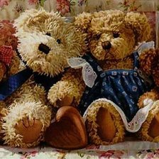 Схема вышивки «семья плюшевых медведей»