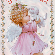 Оригинал схемы вышивки «Ангелочек с котиком» (№863678)