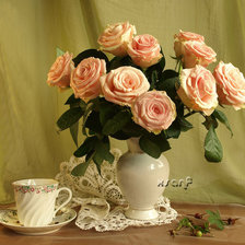 Оригинал схемы вышивки «розовые розы в вазе» (№864408)
