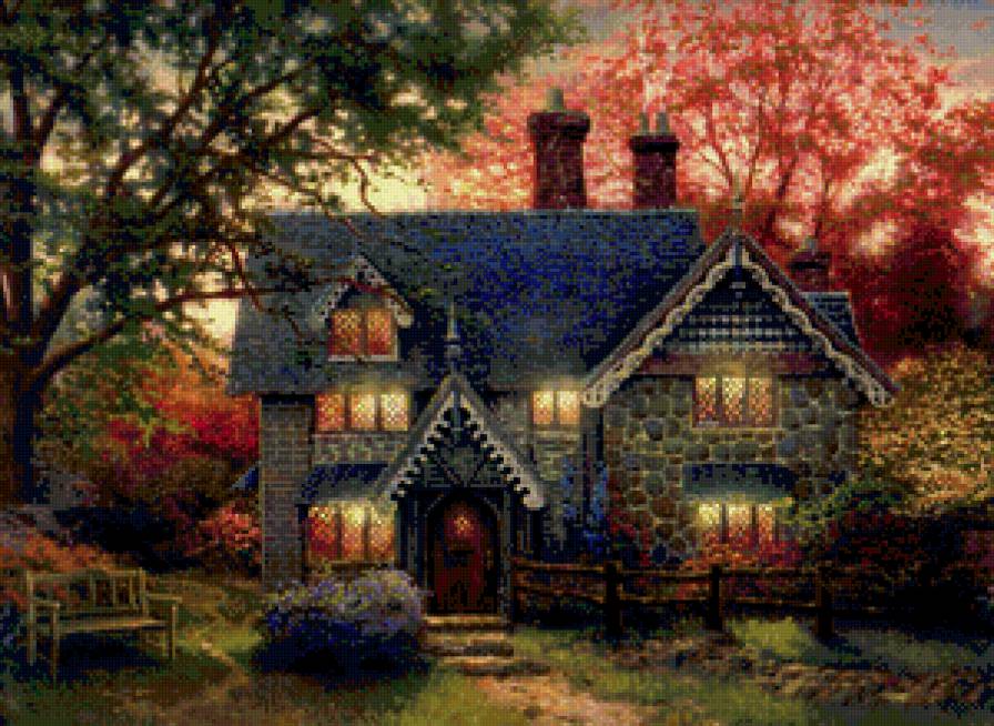 дом мечты - дом, сад, пейзаж, сказка, мечта, живопись, природа - предпросмотр