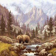 Оригинал схемы вышивки «медведь в горах» (№864433)