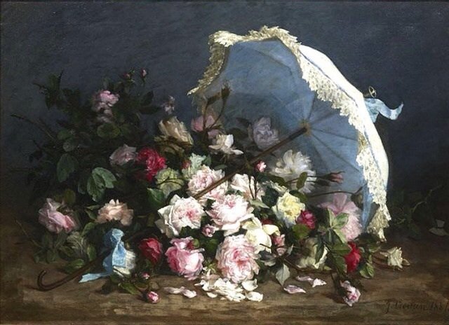 Розы под зонтом - зонт, розы, загадка, романтика - оригинал