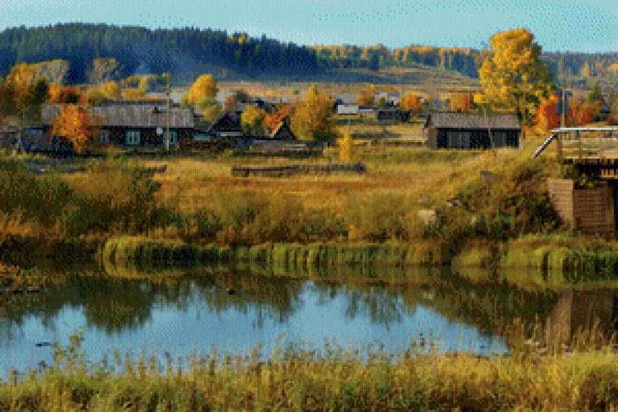 осень в деревне - осень деревня река природа - предпросмотр
