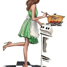 Схема вышивки «девушка у плиты»