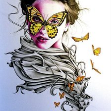 Оригинал схемы вышивки «Девушка с бабочками6» (№865737)