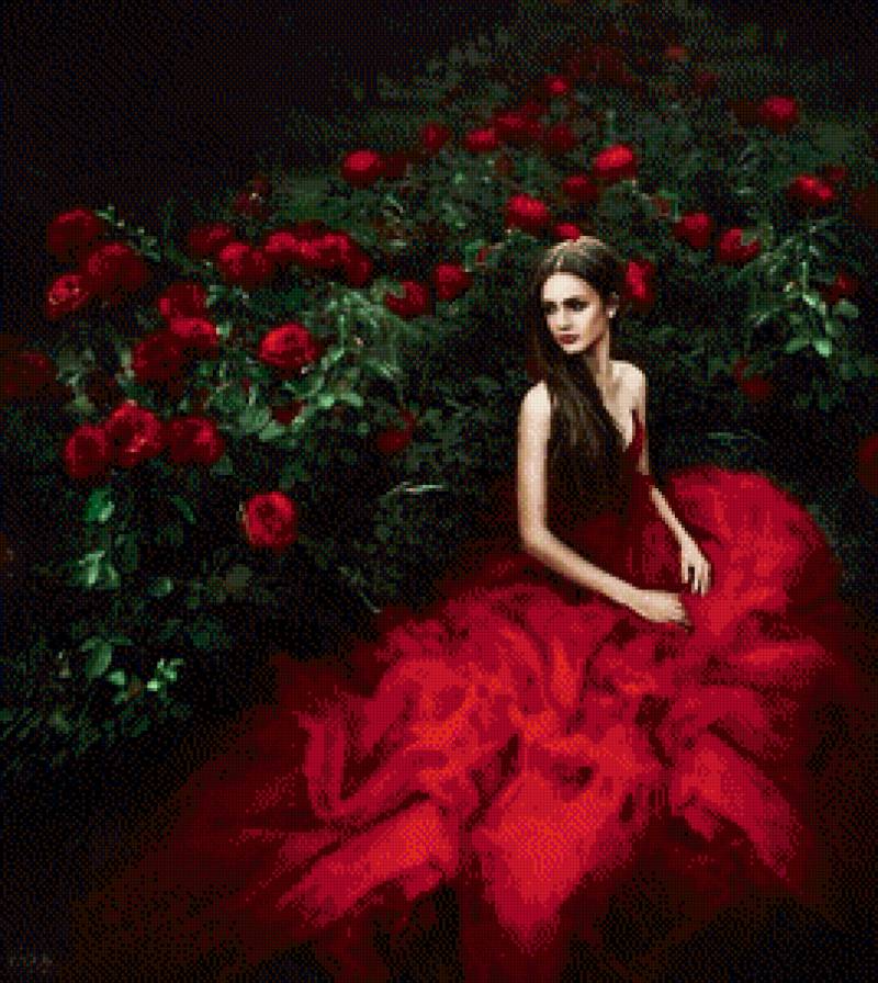Ожидание - природа, девушка, платье, цветы, роза, нимфа - предпросмотр