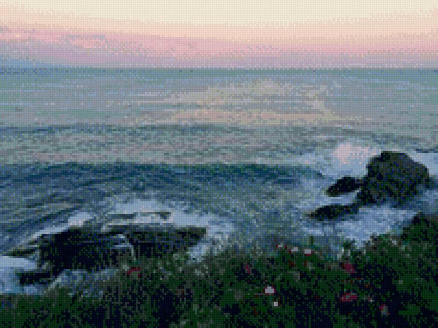 Море - пейзаж, берег, природа, море, цветы - предпросмотр