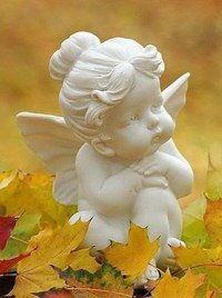 ангелок - скульптура, ангел, осень - оригинал