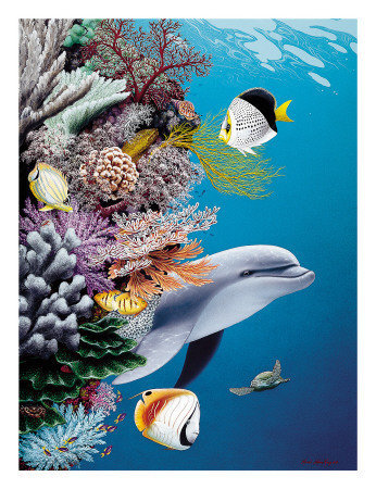 №869591 - рыбки, дельфин, море - оригинал