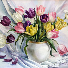 Оригинал схемы вышивки «весенние тюльпаны в вазе» (№870450)