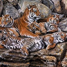 Оригинал схемы вышивки «семья тигров» (№871138)
