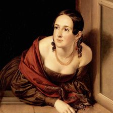 Оригинал схемы вышивки «Тропинин В.А. - Женщина в окне. (Казначейша) 1841» (№873449)