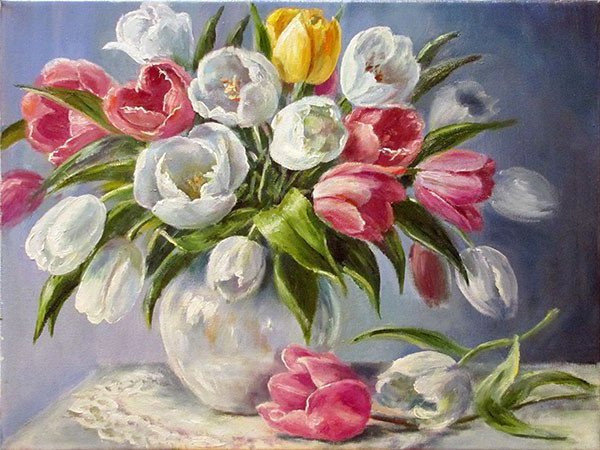 Букет тюльпанов - тюльпаны, букет в вазе, цветы - оригинал