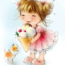 Оригинал схемы вышивки «Девочка с мороженым» (№874511)