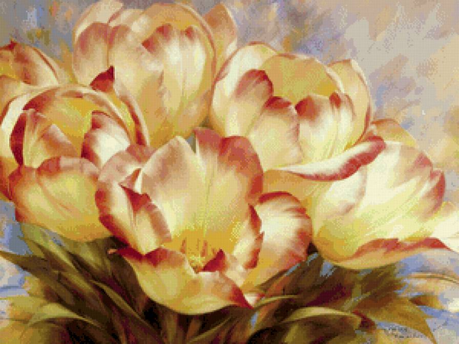 букет тюльпанов - весна, живопись, букет, картина, тюльпан, цветок - предпросмотр