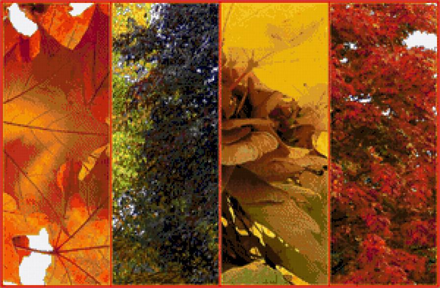 золотая осень - коллаж, полиптих, листья, осень - предпросмотр