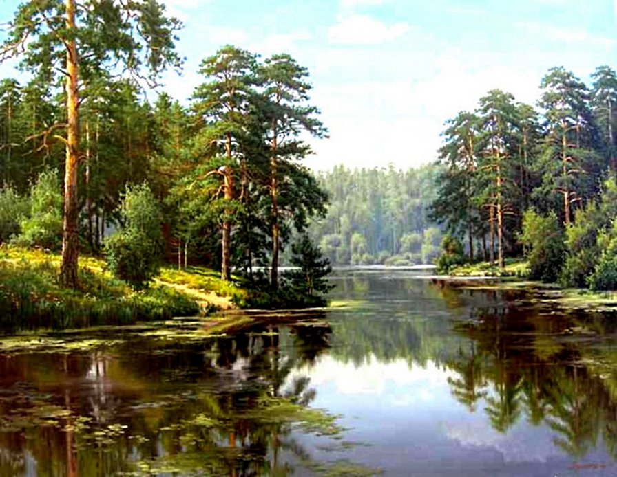 №879763 - пейзаж, река, лес, природа - оригинал
