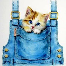 Схема вышивки «Котенок в рюкзачке»
