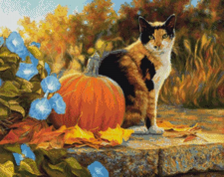 Кошка с тыквой - тыква, осень, кошка - предпросмотр