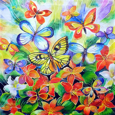 панно с бабочками и цветами